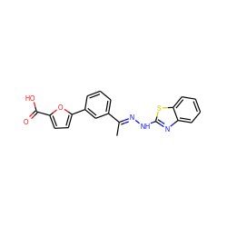 C/C(=N\Nc1nc2ccccc2s1)c1cccc(-c2ccc(C(=O)O)o2)c1 ZINC000059183710