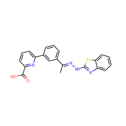 C/C(=N\Nc1nc2ccccc2s1)c1cccc(-c2cccc(C(=O)O)n2)c1 ZINC000096272581