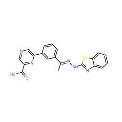 C/C(=N\Nc1nc2ccccc2s1)c1cccc(-c2cncc(C(=O)O)n2)c1 ZINC000096272588