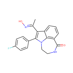 C/C(=N\O)c1c(-c2ccc(F)cc2)n2c3c(cccc13)C(=O)NCC2 ZINC000101588770