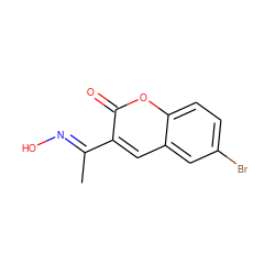 C/C(=N\O)c1cc2cc(Br)ccc2oc1=O ZINC000013898547