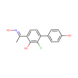 C/C(=N\O)c1ccc(-c2ccc(O)cc2)c(Cl)c1O ZINC000040413029