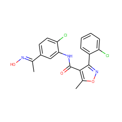 C/C(=N\O)c1ccc(Cl)c(NC(=O)c2c(-c3ccccc3Cl)noc2C)c1 ZINC000001025210