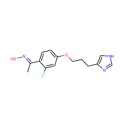 C/C(=N\O)c1ccc(OCCCc2c[nH]cn2)cc1F ZINC000003926254