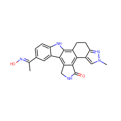 C/C(=N\O)c1ccc2[nH]c3c4c(c5c(c3c2c1)CNC5=O)-c1cn(C)nc1CC4 ZINC000029041260