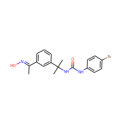 C/C(=N\O)c1cccc(C(C)(C)NC(=O)Nc2ccc(Br)cc2)c1 ZINC000095920528