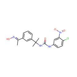 C/C(=N\O)c1cccc(C(C)(C)NC(=O)Nc2ccc(Cl)c([N+](=O)[O-])c2)c1 ZINC000095579847