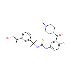 C/C(=N\O)c1cccc(C(C)(C)NC(=O)Nc2ccc(Cl)c(C(=O)N3CCN(C)CC3)c2)c1 ZINC000142333378