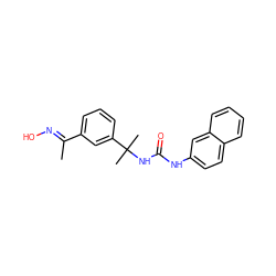 C/C(=N\O)c1cccc(C(C)(C)NC(=O)Nc2ccc3ccccc3c2)c1 ZINC000095577607