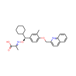 C/C(=N\O[C@H](c1ccc(OCc2ccc3ccccc3n2)c(C)c1)C1CCCCC1)C(=O)O ZINC000013557885