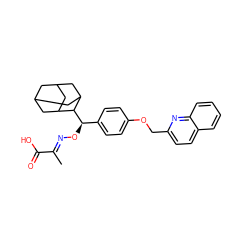 C/C(=N\O[C@H](c1ccc(OCc2ccc3ccccc3n2)cc1)C1C2CC3CC(C2)CC1C3)C(=O)O ZINC000013557777