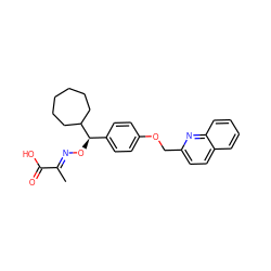 C/C(=N\O[C@H](c1ccc(OCc2ccc3ccccc3n2)cc1)C1CCCCCC1)C(=O)O ZINC000013557773