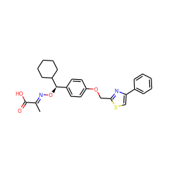 C/C(=N\O[C@H](c1ccc(OCc2nc(-c3ccccc3)cs2)cc1)C1CCCCC1)C(=O)O ZINC000013557827