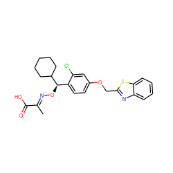 C/C(=N\O[C@H](c1ccc(OCc2nc3ccccc3s2)cc1Cl)C1CCCCC1)C(=O)O ZINC000013557839