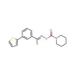 C/C(=N\OC(=O)N1CCCCC1)c1cccc(-c2cccs2)c1 ZINC000058581963