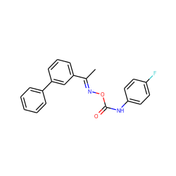 C/C(=N\OC(=O)Nc1ccc(F)cc1)c1cccc(-c2ccccc2)c1 ZINC000058602615