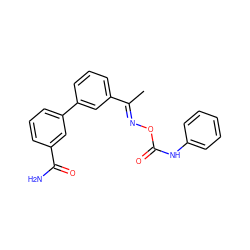 C/C(=N\OC(=O)Nc1ccccc1)c1cccc(-c2cccc(C(N)=O)c2)c1 ZINC000058494107