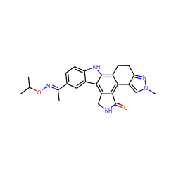 C/C(=N\OC(C)C)c1ccc2[nH]c3c4c(c5c(c3c2c1)CNC5=O)-c1cn(C)nc1CC4 ZINC000029041262