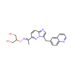 C/C(=N\OC(CO)CO)c1ccc2ncc(Cc3ccc4ncccc4c3)n2n1 ZINC000096170308