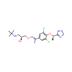 C/C(=N\OC[C@@H](O)CNC(C)(C)C)c1cc(Cl)c(O[C@H](C)C2=NCCN2)c(Cl)c1 ZINC000013446518