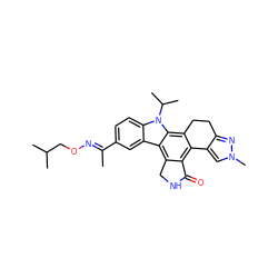 C/C(=N\OCC(C)C)c1ccc2c(c1)c1c3c(c4c(c1n2C(C)C)CCc1nn(C)cc1-4)C(=O)NC3 ZINC000029041289