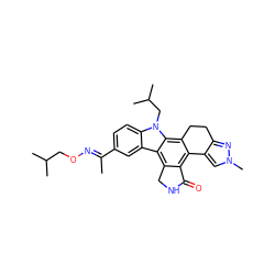 C/C(=N\OCC(C)C)c1ccc2c(c1)c1c3c(c4c(c1n2CC(C)C)CCc1nn(C)cc1-4)C(=O)NC3 ZINC000029041283