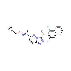 C/C(=N\OCC1CC1)c1ccc2nnc([C@H](C)c3c(F)cc4ncccc4c3F)n2n1 ZINC000096170394