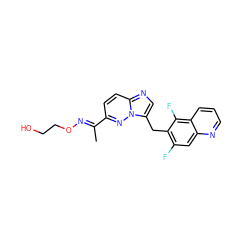 C/C(=N\OCCO)c1ccc2ncc(Cc3c(F)cc4ncccc4c3F)n2n1 ZINC000096170309