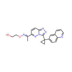 C/C(=N\OCCO)c1ccc2nnc(C3(c4ccc5ncccc5c4)CC3)n2n1 ZINC000096170366