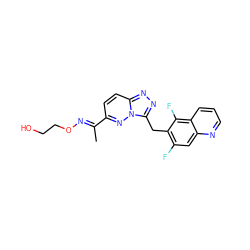 C/C(=N\OCCO)c1ccc2nnc(Cc3c(F)cc4ncccc4c3F)n2n1 ZINC000096170360