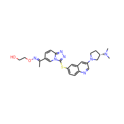 C/C(=N\OCCO)c1ccc2nnc(Sc3ccc4ncc(N5CC[C@H](N(C)C)C5)cc4c3)n2c1 ZINC000143216226