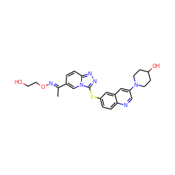 C/C(=N\OCCO)c1ccc2nnc(Sc3ccc4ncc(N5CCC(O)CC5)cc4c3)n2c1 ZINC000143121315