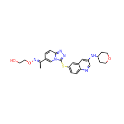 C/C(=N\OCCO)c1ccc2nnc(Sc3ccc4ncc(NC5CCOCC5)cc4c3)n2c1 ZINC000218865020