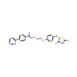 C/C(=N\OCCOc1ccc(C[C@@H]2SC(=O)NC2=O)cc1)c1ccc(-c2ccccn2)cc1 ZINC000003946530