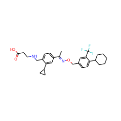 C/C(=N\OCc1ccc(C2CCCCC2)c(C(F)(F)F)c1)c1ccc(CNCCC(=O)O)c(C2CC2)c1 ZINC000095588540