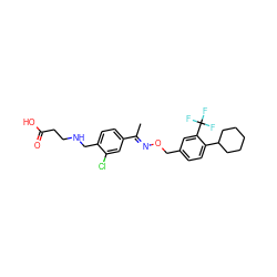 C/C(=N\OCc1ccc(C2CCCCC2)c(C(F)(F)F)c1)c1ccc(CNCCC(=O)O)c(Cl)c1 ZINC000095587748