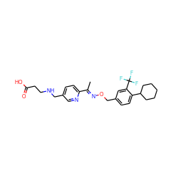 C/C(=N\OCc1ccc(C2CCCCC2)c(C(F)(F)F)c1)c1ccc(CNCCC(=O)O)cn1 ZINC000095586521