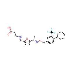 C/C(=N\OCc1ccc(C2CCCCC2)c(C(F)(F)F)c1)c1ccc(CNCCC(=O)O)o1 ZINC000095590580