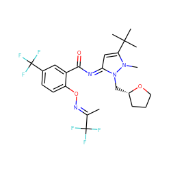 C/C(=N\Oc1ccc(C(F)(F)F)cc1C(=O)/N=c1\cc(C(C)(C)C)n(C)n1C[C@H]1CCCO1)C(F)(F)F ZINC000113480457