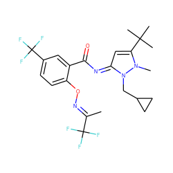 C/C(=N\Oc1ccc(C(F)(F)F)cc1C(=O)/N=c1\cc(C(C)(C)C)n(C)n1CC1CC1)C(F)(F)F ZINC000113479959