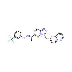 C/C(=N\Oc1cccc(C(F)(F)F)c1)c1ccc2nnc(Cc3ccc4ncccc4c3)n2n1 ZINC000096170355