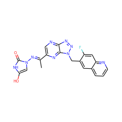 C/C(=N\n1cc(O)[nH]c1=O)c1cnc2nnn(Cc3cc4cccnc4cc3F)c2n1 ZINC000169694222