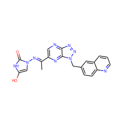 C/C(=N\n1cc(O)[nH]c1=O)c1cnc2nnn(Cc3ccc4ncccc4c3)c2n1 ZINC000169694212