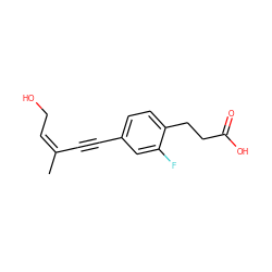 C/C(C#Cc1ccc(CCC(=O)O)c(F)c1)=C/CO ZINC000203531314