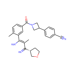 C/C(C(=N)[C@@H]1CCOC1)=C(/N)c1cc(C(=O)N2CC(c3ccc(C#N)cc3)C2)ccc1C ZINC001772611850