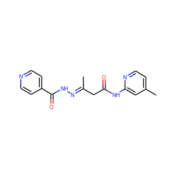 C/C(CC(=O)Nc1cc(C)ccn1)=N\NC(=O)c1ccncc1 ZINC000004561367