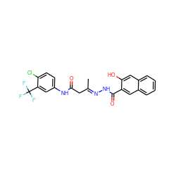 C/C(CC(=O)Nc1ccc(Cl)c(C(F)(F)F)c1)=N\NC(=O)c1cc2ccccc2cc1O ZINC000013151652