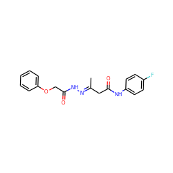 C/C(CC(=O)Nc1ccc(F)cc1)=N\NC(=O)COc1ccccc1 ZINC000100547859