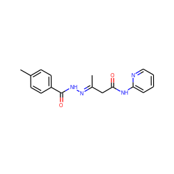 C/C(CC(=O)Nc1ccccn1)=N\NC(=O)c1ccc(C)cc1 ZINC000004600933