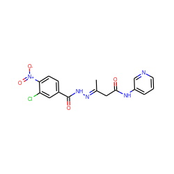 C/C(CC(=O)Nc1cccnc1)=N\NC(=O)c1ccc([N+](=O)[O-])c(Cl)c1 ZINC000100547682